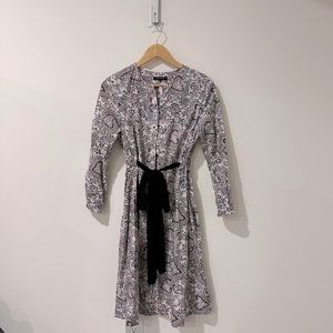 • Tara Jarmon • Robe Midi Button Down Floral Dress Women’s Pink Black 6 Cotton